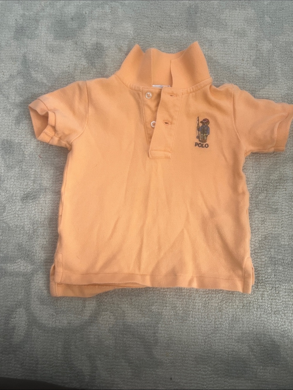 Polo by Ralph Lauren Peach Short Sleeve Polo with Embroidered Bear